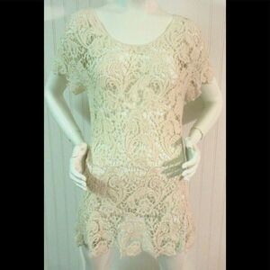 Cupio lace top off white cotton sz small